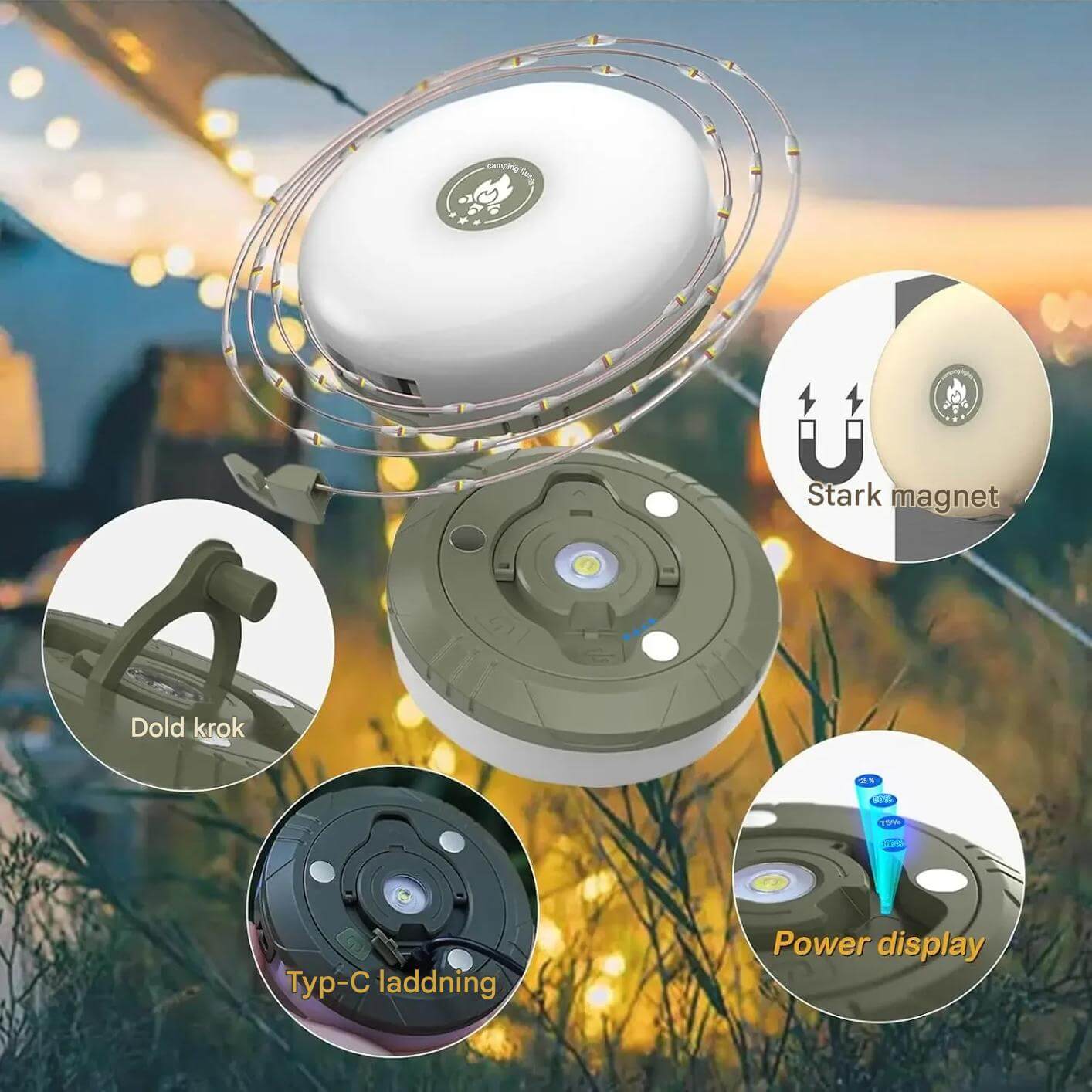 Nordlyx – Rechargeable 4-in-1 LED Light with Light Loop | Versatile Lighting for Camping and Garden