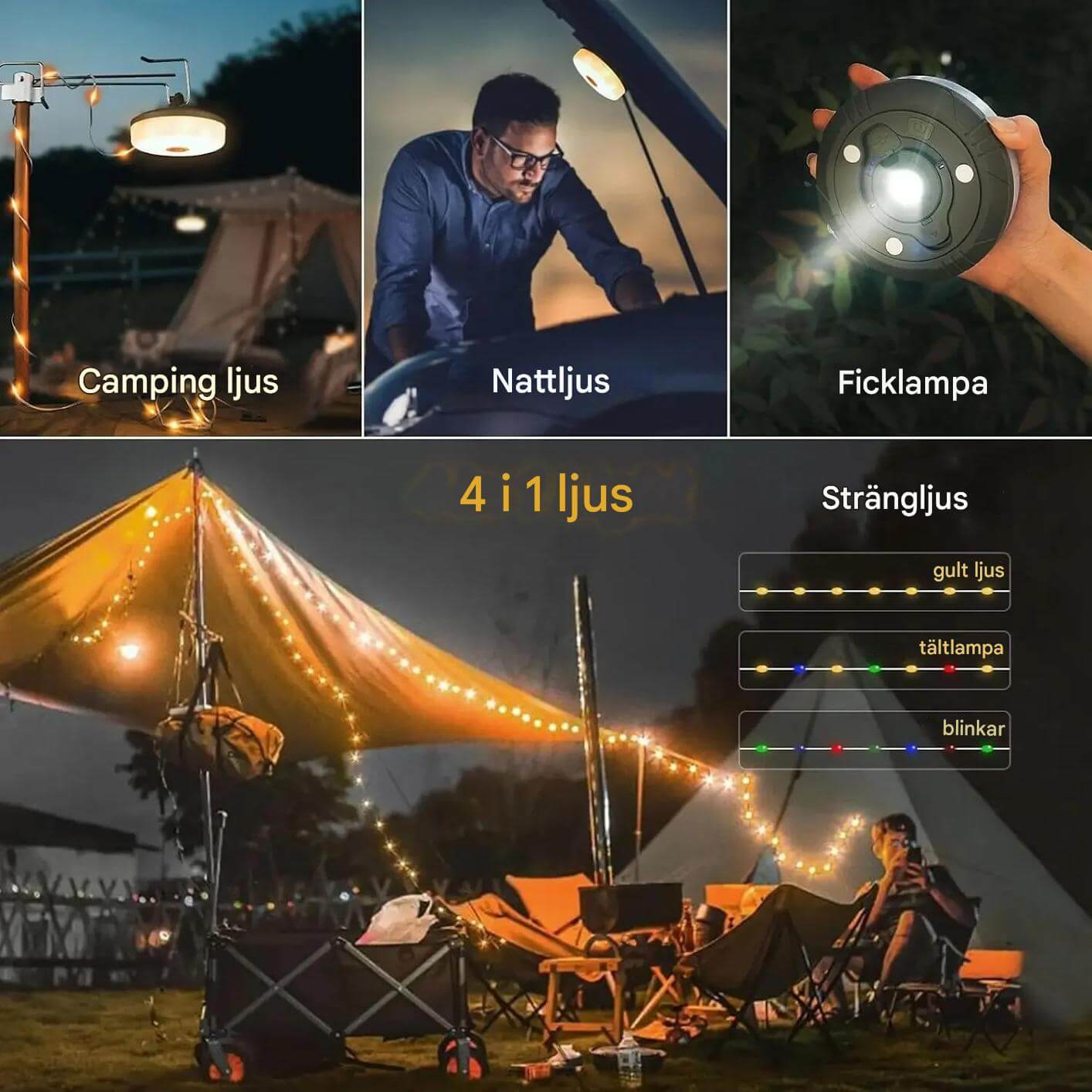 Nordlyx – Rechargeable 4-in-1 LED Light with Light Loop | Versatile Lighting for Camping and Garden